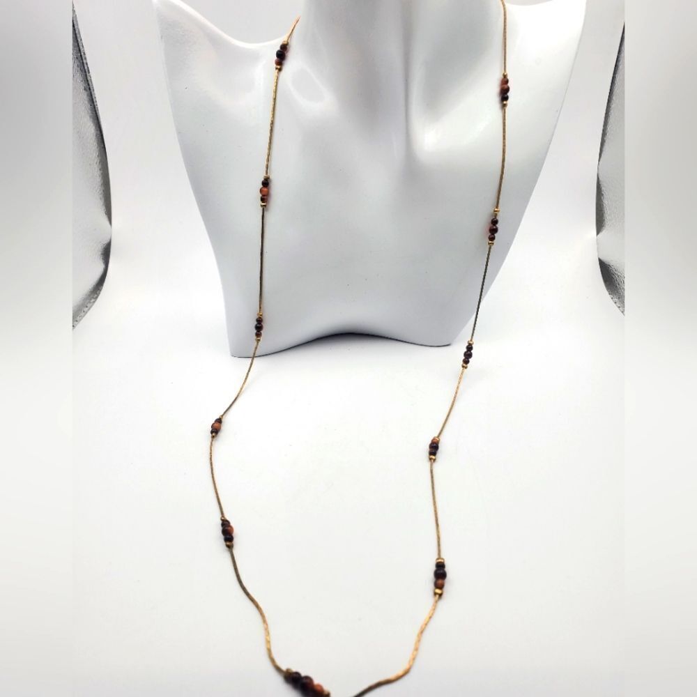 Tigers eye carnelian chip royal‎ necklace N0236